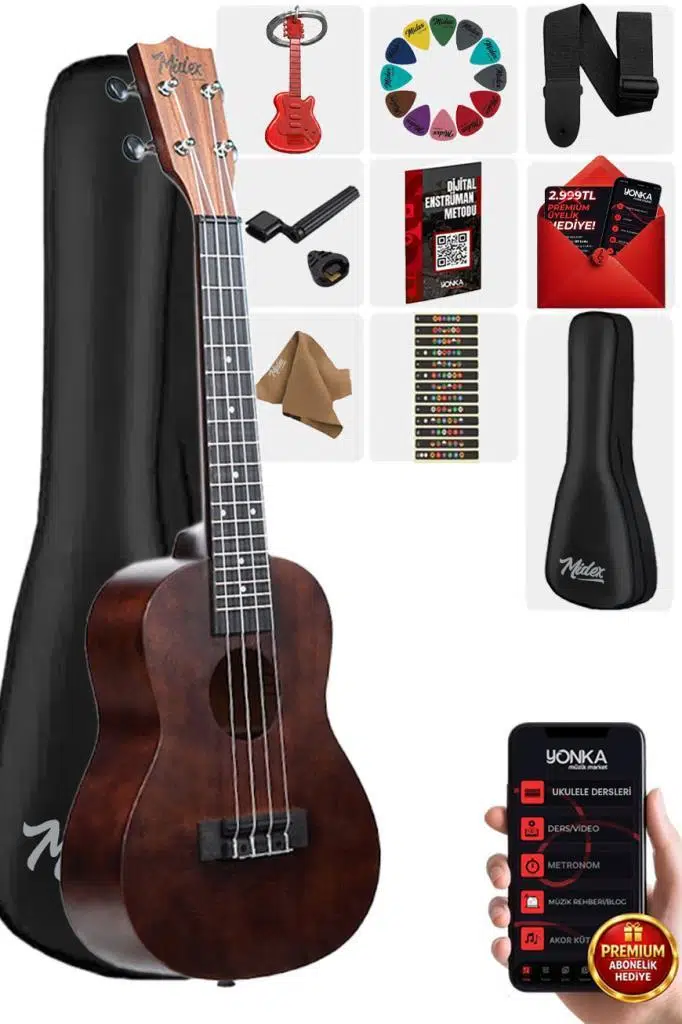 Midex SPA-235M Kaliteli Maun Concert Ukulele Seti