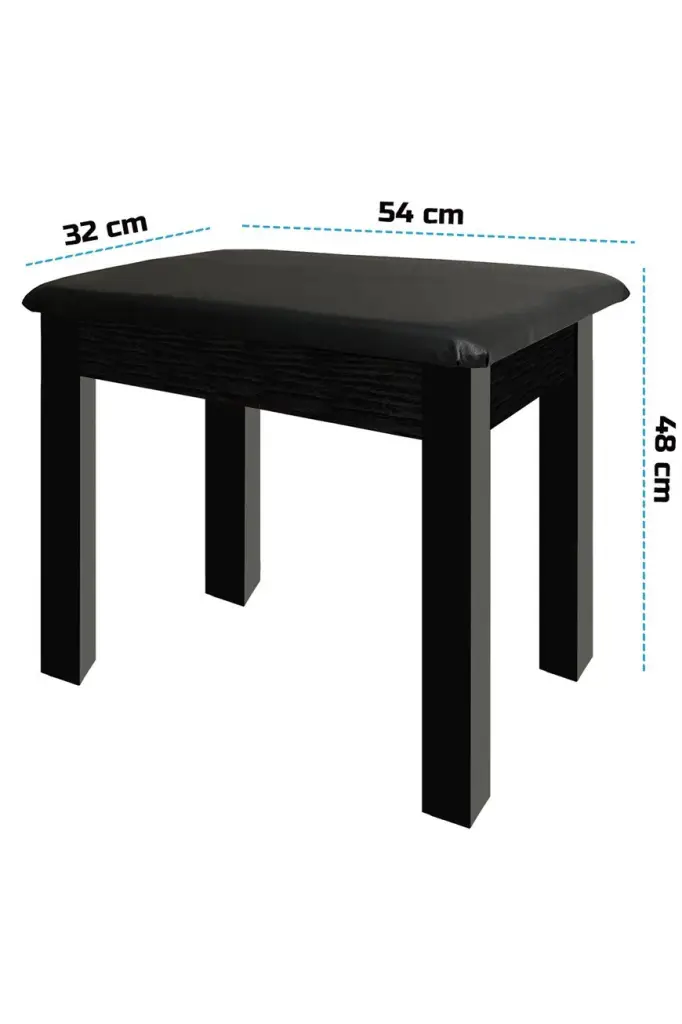 Midex TBX-144BK Üst Kalite Piyano Taburesi Gizli Bölmeli Siyah Renk (32x54x48)