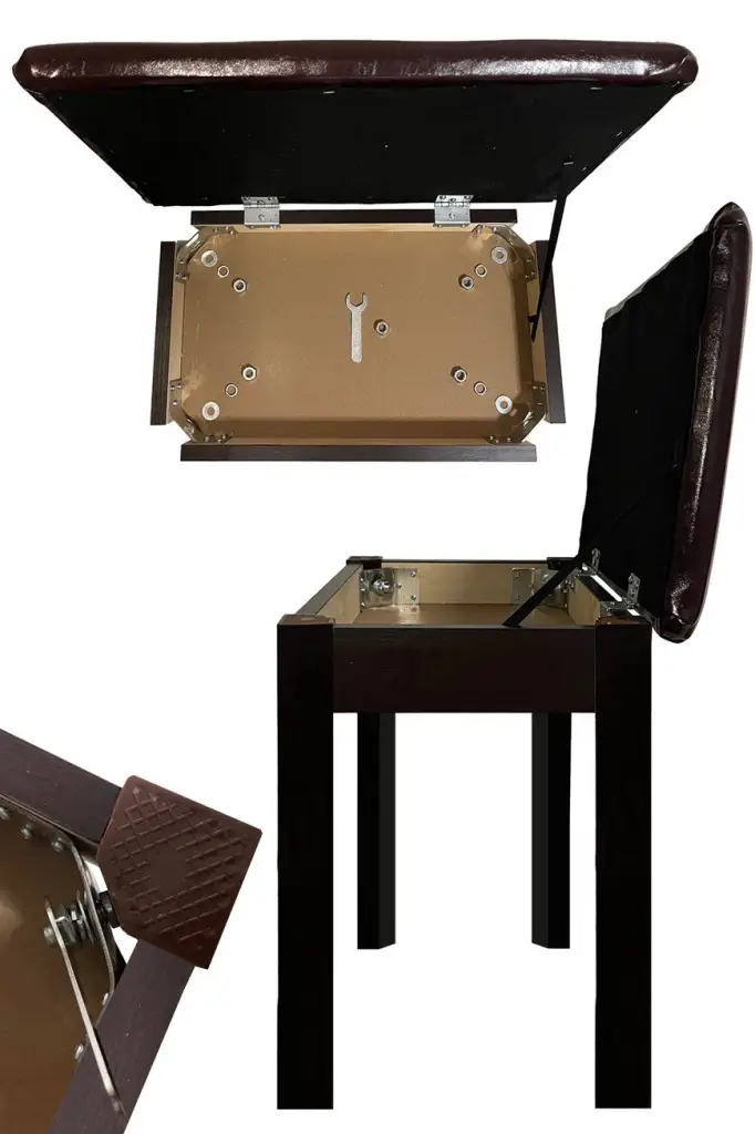 Midex TBX-144SR Üst Kalite Piyano Taburesi Gizli Bölmeli Kahve Renk (32x54x48)