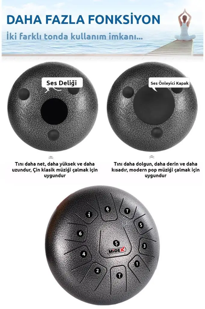 Midex TD-1211SM Çelik Dil Davul Handpan 12 İnç 11 Ton Steel Tongue Drum Full Set