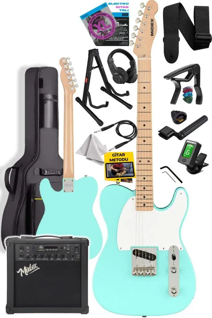 Midex TLX-50GR-25AMP Tele Kasa Maple Klavye 2 Single-Coil 25W Amfili Elektro Gitar