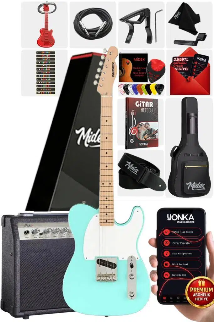 Midex TLX-50GR-30AMP Tele Kasa Maple Klavye 2 Single-Coil 30W Amfili Elektro Gitar