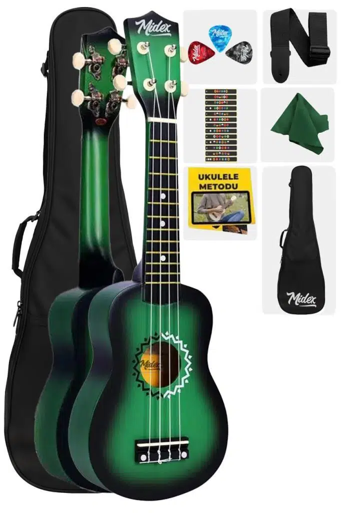 Midex UKX-500GR-OUT Sunburs Efektli Maun Soprano Ukulele (OUTLET)
