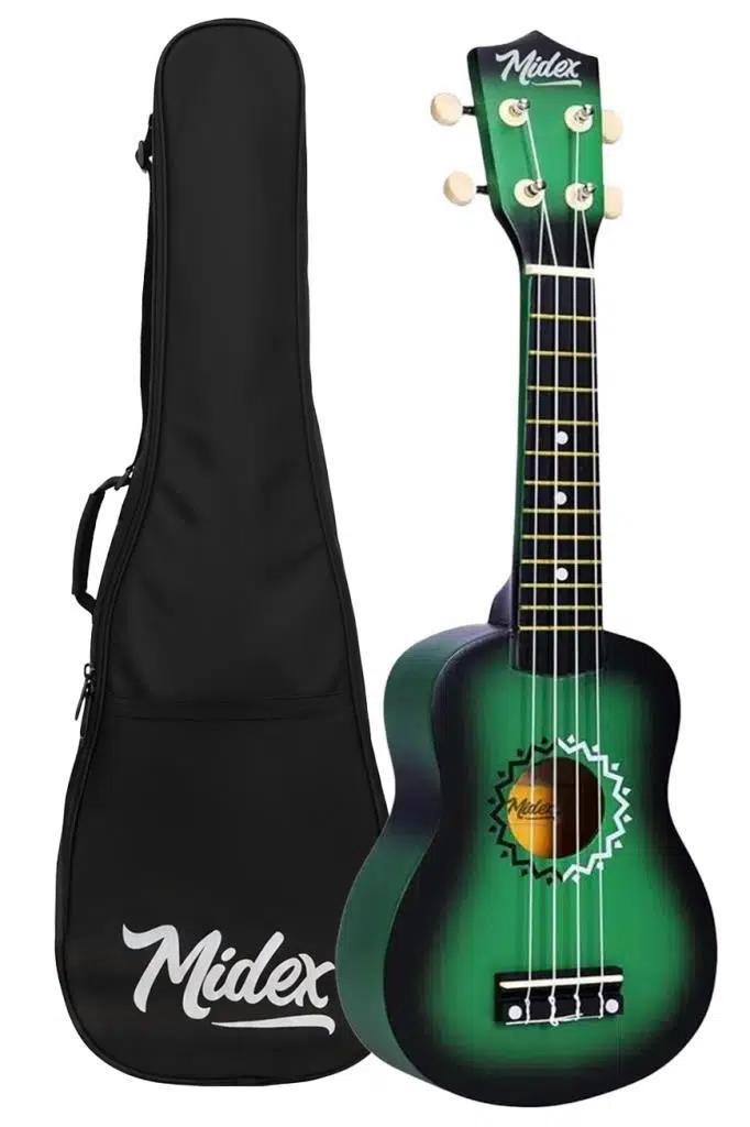 Midex UKX-500GR Sunburs Efektli Maun Soprano Ukulele Full Set