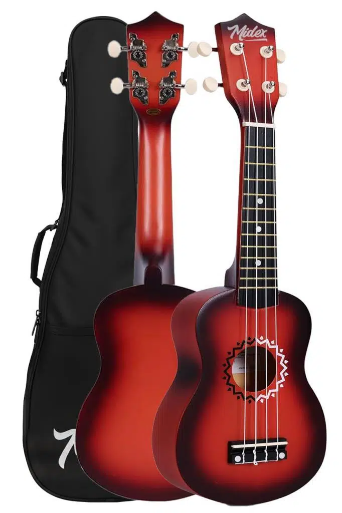 Midex UKX-500RD Sunburs Efektli Maun Soprano Ukulele Full Set