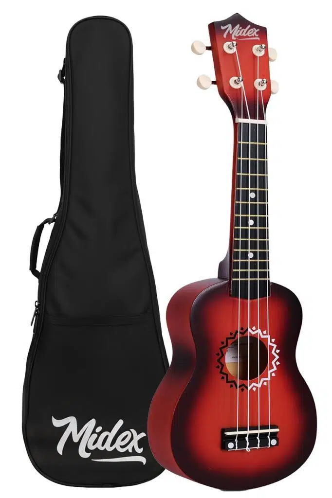 Midex UKX-500RD Sunburs Efektli Maun Soprano Ukulele Full Set