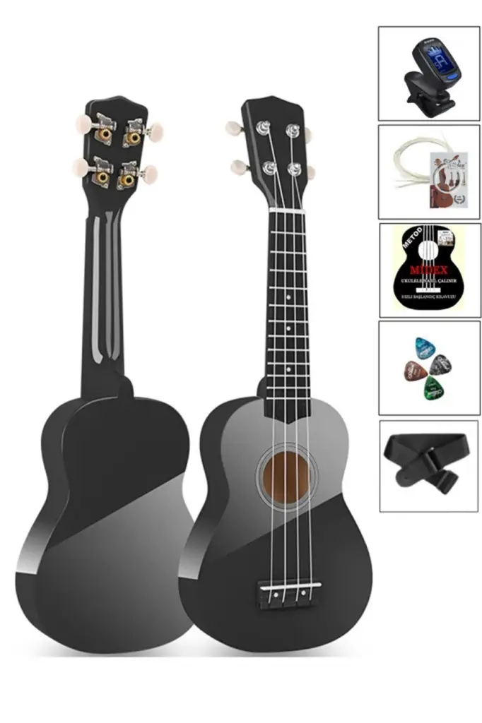Midex UKX-901BAG Siyah Soprano Ukulele (GİGBAG Askı Tuner Yedek Tel Metod Pena)