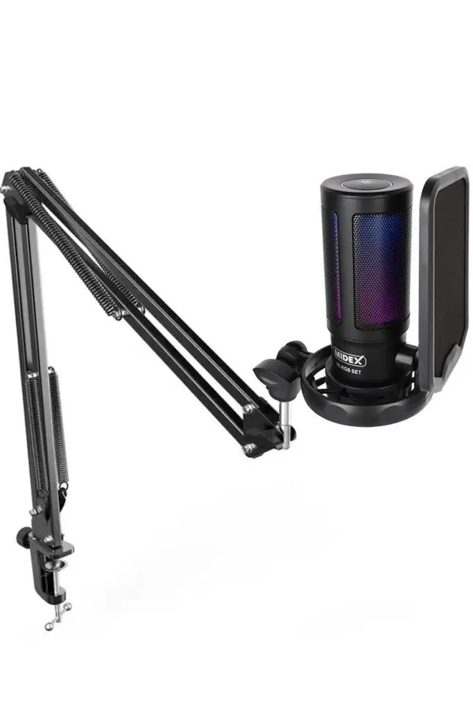 Midex V6 RGB Set USB Oyuncu ve Yayıncı Mikrofonu Condenser Stüdyo (Kayıt Gaming Tiktok Twitch Canlı yayın Discord Youtube)