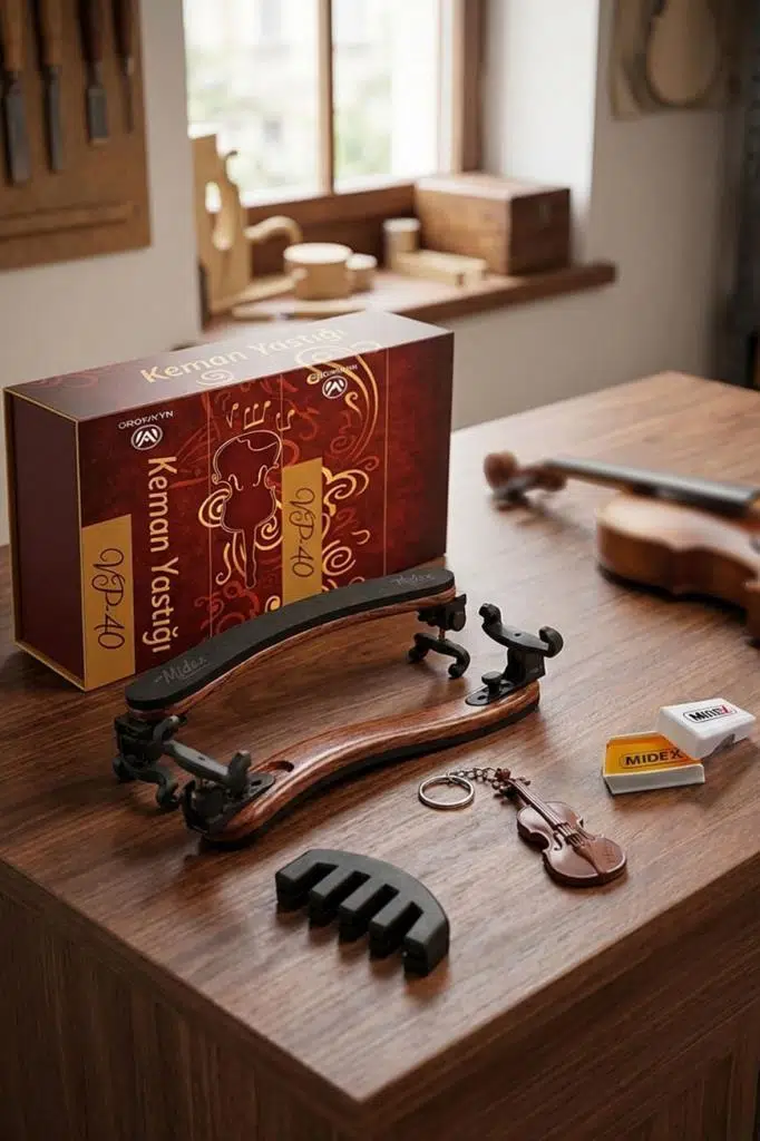 Midex VP-40 Üst Kalite Keman Yastığı 4/4 ve 3/4 Kemanlar İle Uyumlu (Reçine ve Susturucu Hediye)