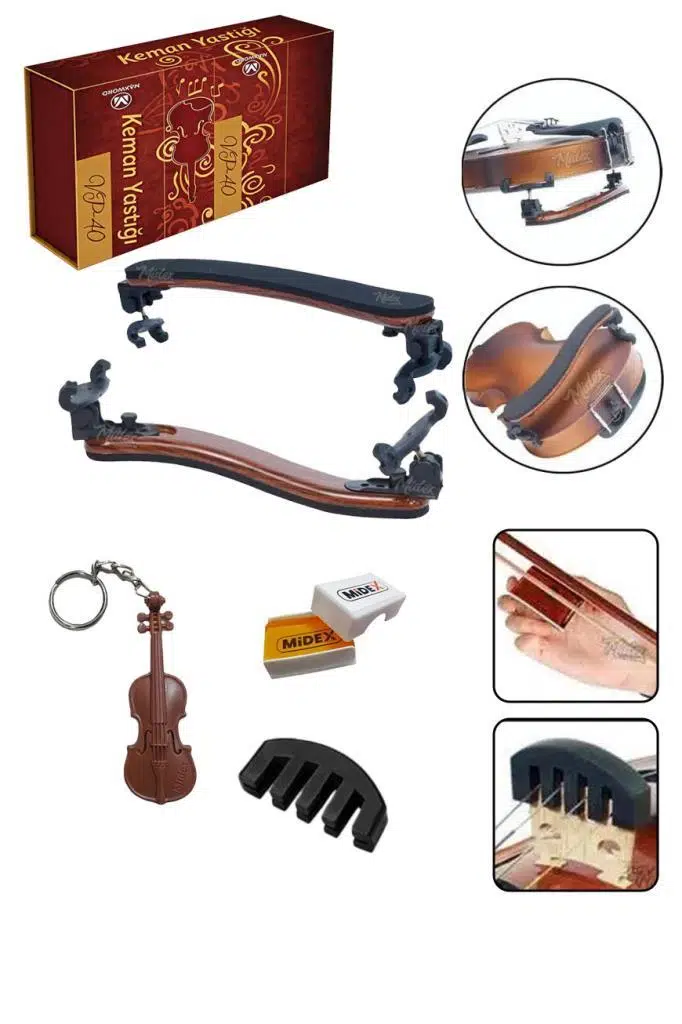 Midex VP-40 Üst Kalite Keman Yastığı 4/4 ve 3/4 Kemanlar İle Uyumlu (Reçine ve Susturucu Hediye)