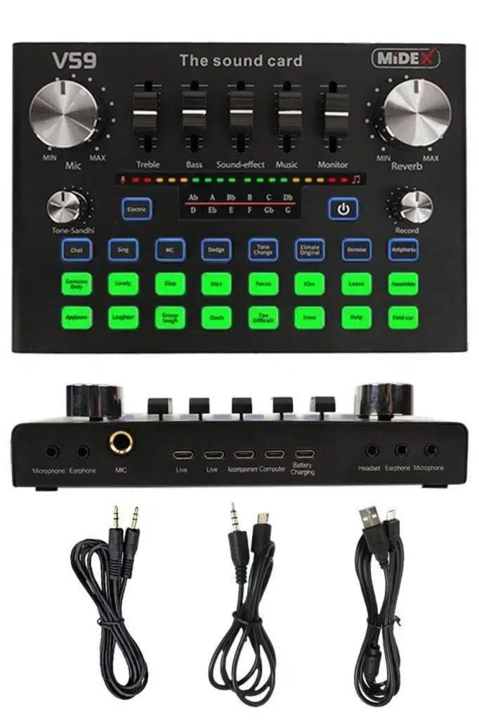 Midex VS9 Stüdyo Kayıt Canlı Yayın Ses Kartı Efektli Radyo Mikseri (Telefon ve PC Podcast Radyo Canlı Yayıncılar)