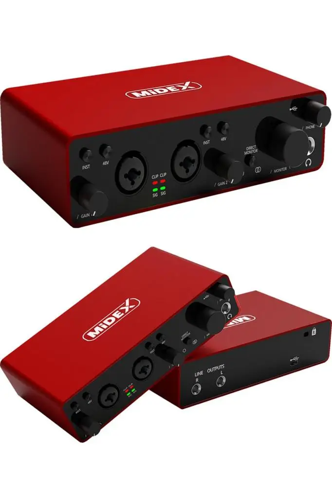 Midex Wizard Paket-5 Stüdyo Ekipmanları Seti (Monitör Mikrofon Ses Kartı Kulaklık Midi Pad Controller)