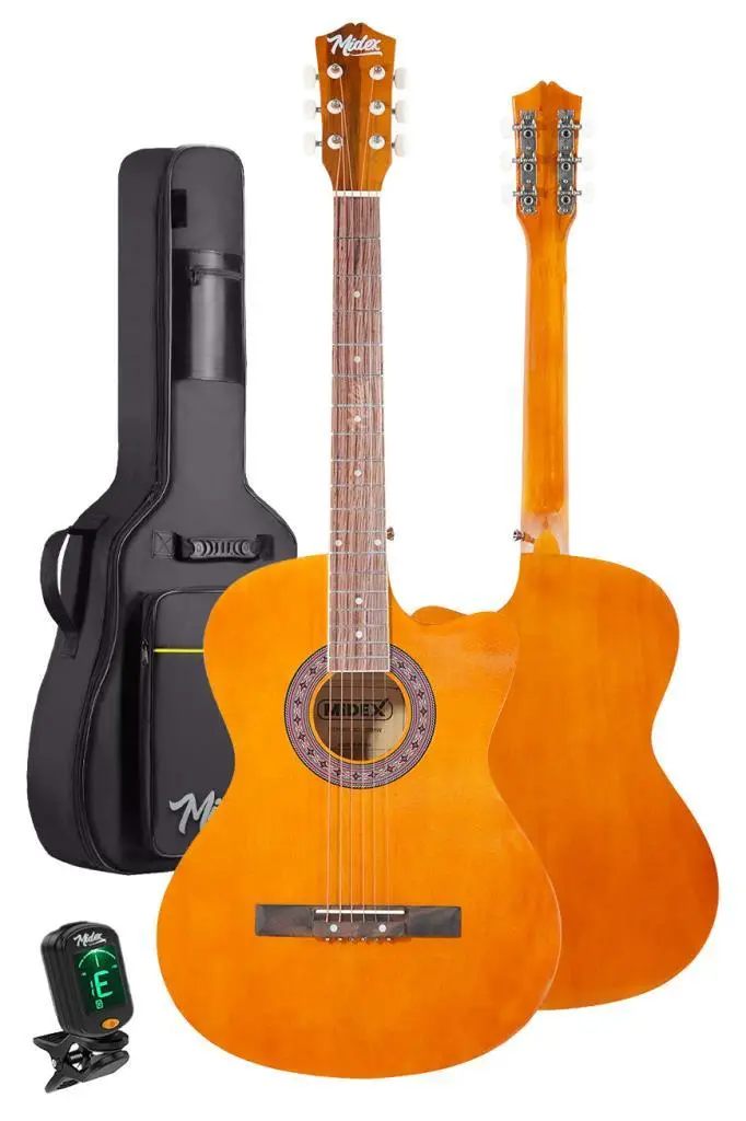 Midex XC-120BRW Kaliteli Akustik Gitar Gül Klavye Sap Ayarlı 4/4 Full Set