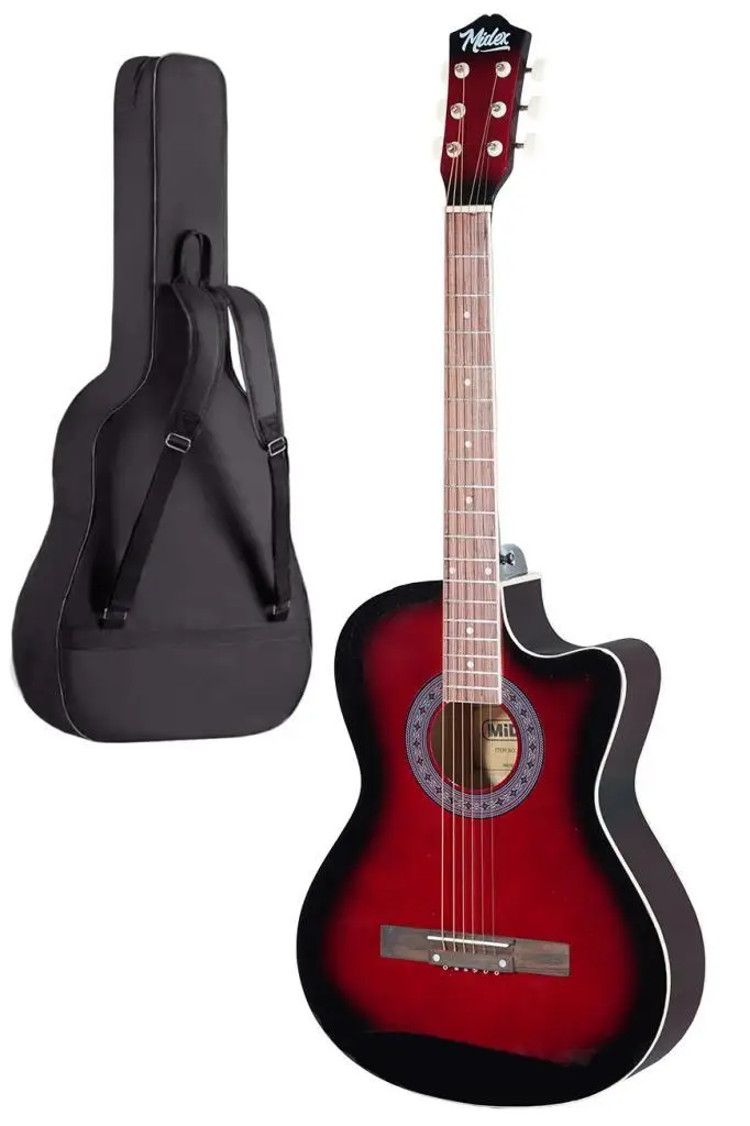 Midex XC-120RD Kaliteli Akustik Gitar Gül Klavye Sap Ayarlı 4/4 Full Set