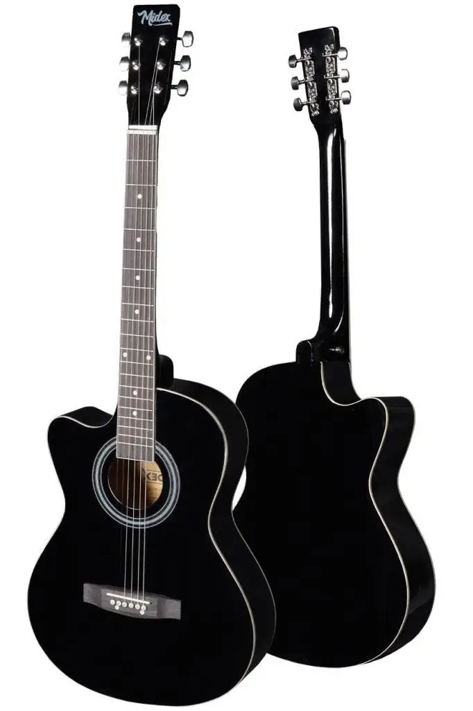 Midex XC-121 Siyah Kaliteli SOLAK Akustik Gitar Gül Klavye Sap Ayarlı 4/4 Yetişkin Boy Full Set