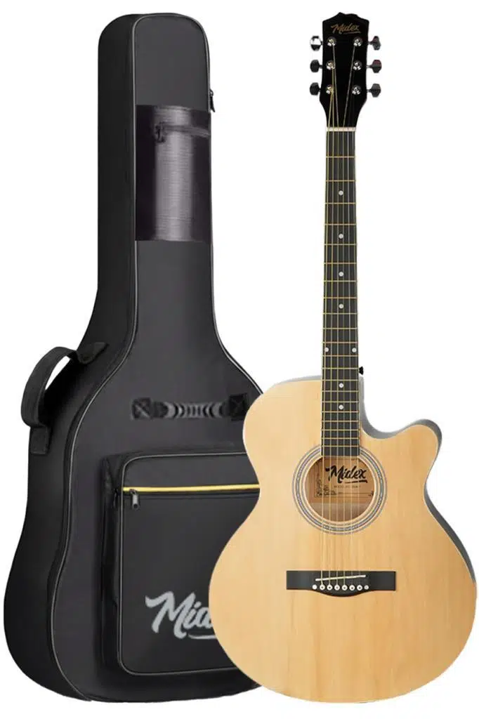 Midex XC-200NT Kesik Kasa Profesyonel Akustik Gitar 4/4 Yetişkin Üst Segment (Gigbag Çanta Tuner Capo Askı Pena)