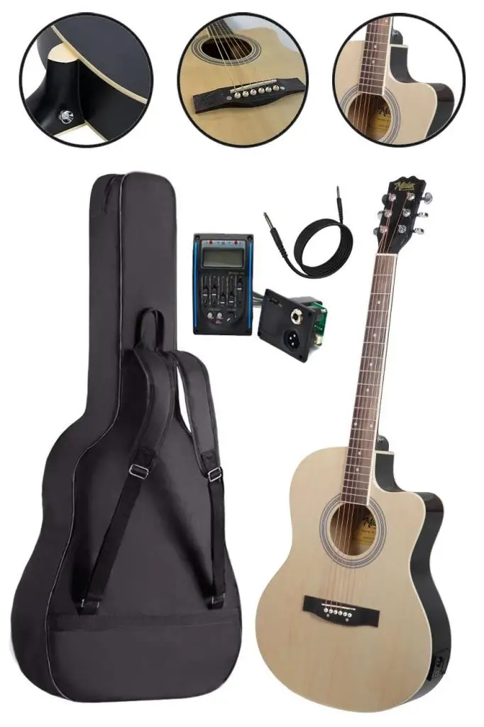 Midex XC-300XNT-AMP Profesyonel AMFİLİ Elektro Akustik Gitar (Amfi Gigbag Çanta Tuner Capo Askı Jak Kablo Pena)