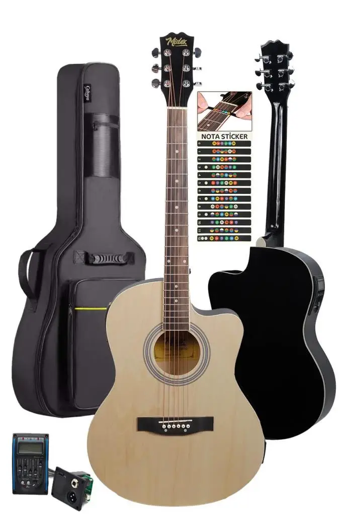 Midex XC-300XNT-AMP Profesyonel AMFİLİ Elektro Akustik Gitar (Amfi Gigbag Çanta Tuner Capo Askı Jak Kablo Pena)