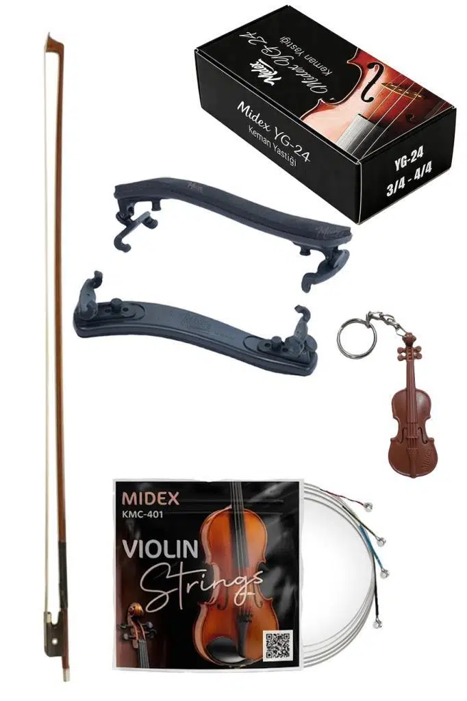 Midex YG-24KYT Çocuk Kemanı Yastığı Yayı ve Teli (1/4 ve 1/2 Uyumlu)