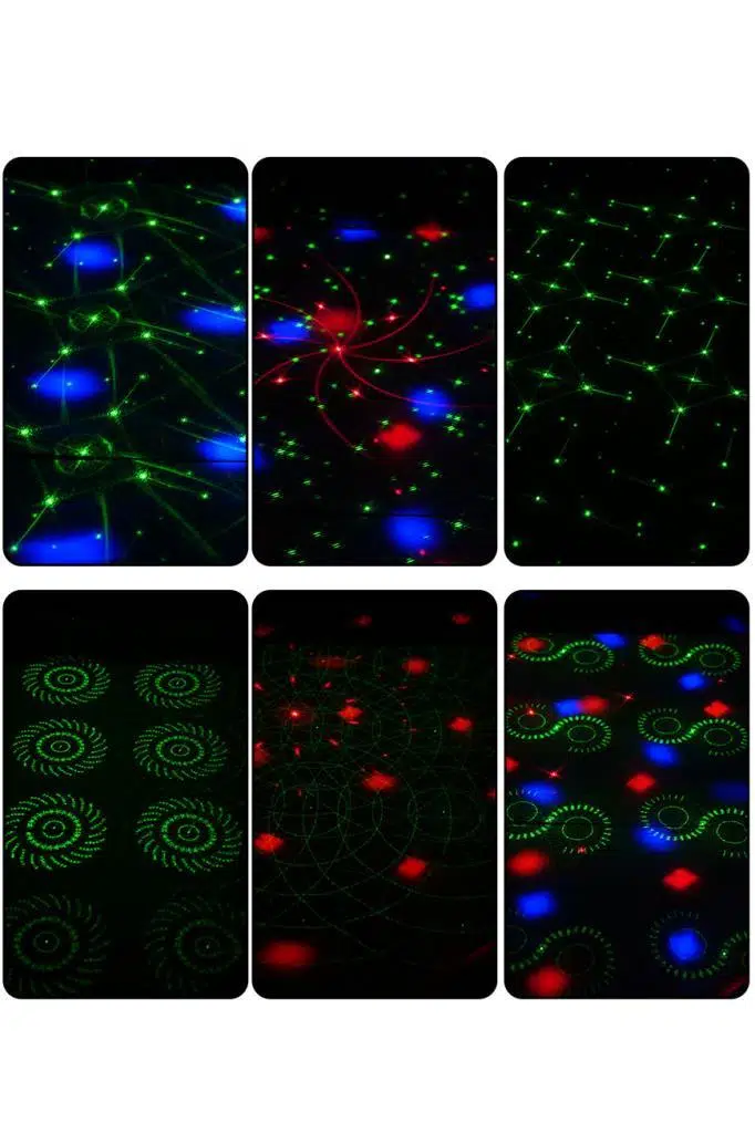 Quenlite QD-115 RGB Led Lazer Disko Topu Sahne Işık Projektörü 3'ü 1 Arada