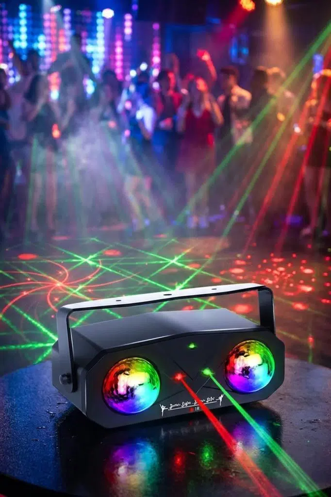 Quenlite QD-145 RGB Led Lazer Disko Topu Sahne Işık Projektörü 5'i 1 Arada