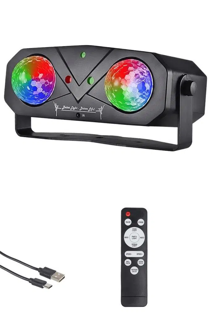 Quenlite QD-145 RGB Led Lazer Disko Topu Sahne Işık Projektörü 5'i 1 Arada
