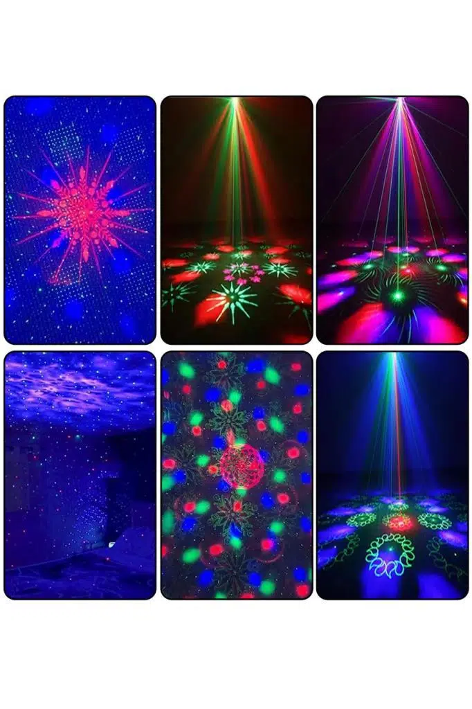 Quenlite QD-145 RGB Led Lazer Disko Topu Sahne Işık Projektörü 5'i 1 Arada