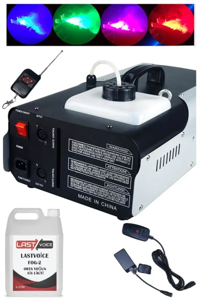 Quenlite QL-2000RGB-LK Sis Makinası 2000 Watt LED Işıklı Uzaktan Kumandalı (5 Litre Likitli)