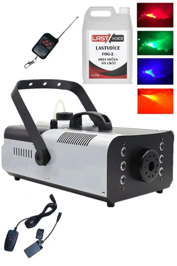 Quenlite QL-2000RGB-LK Sis Makinası 2000 Watt LED Işıklı Uzaktan Kumandalı (5 Litre Likitli)