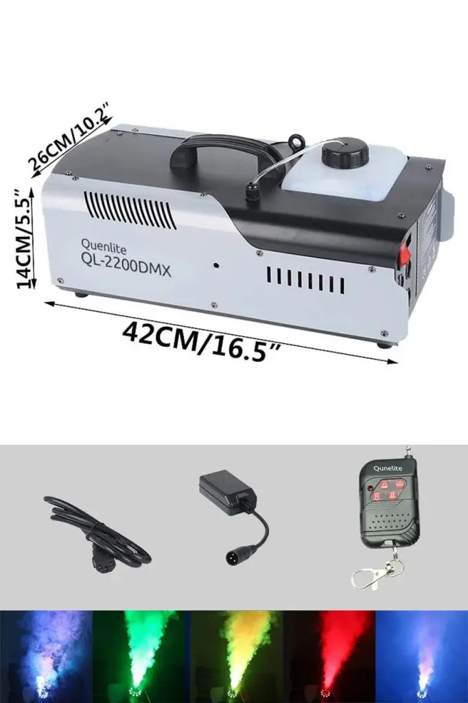 Quenlite QL-2200LK DMX RGB Sis Makinası 2200 Watt DMX Kontrollü LED Işıklı (5 Litre Likitli)