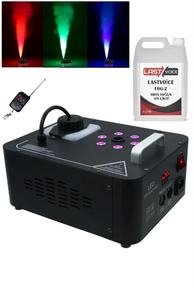 Quenlite Volcano-2000LK DMX Sis Makinası 2000 Watt LED Işıklı ve Uzaktan Kumandalı (5 Litre Likitli)
