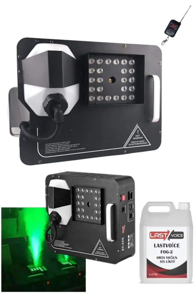 Quenlite Volcano-2500LK DMX Sis Makinası 2500 Watt LED Işıklı Uzaktan Kumandalı (5 Litre Likitli)