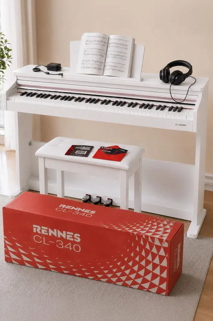 Rennes CL-340WH Tuş Hassasiyetli 88 Tuş Dijital Piyano Profesyonel Beyaz