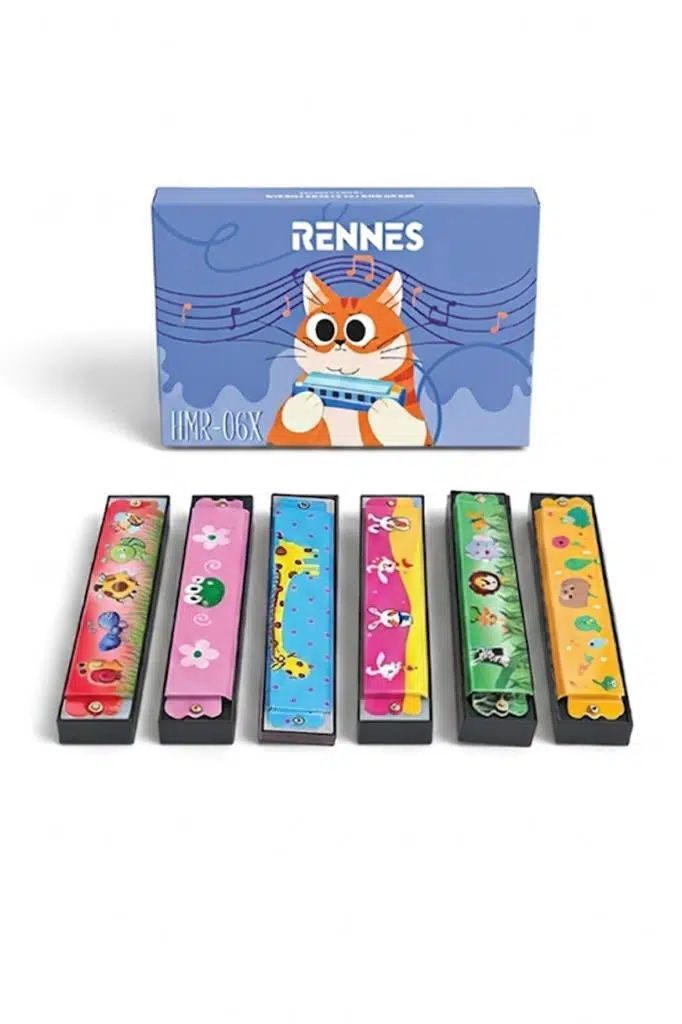 Rennes HMR-06X 6'lı Çocuklara Özel 16 Delikli Mızıka Seti Desenli