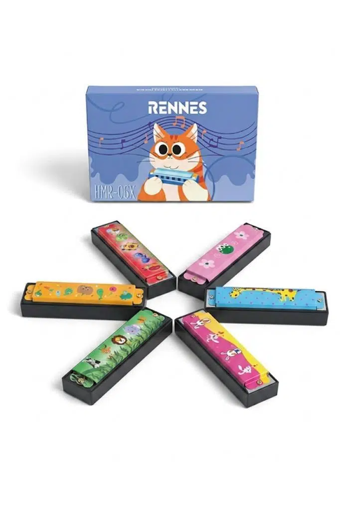 Rennes HMR-06X 6'lı Çocuklara Özel 16 Delikli Mızıka Seti Desenli
