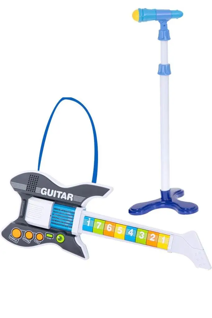 Rennes RG-035BK Mikrofonlu Tuşlu Çocuk Elektro Oyuncak Gitar (Mikrofon Standı ve Askı Dahil)