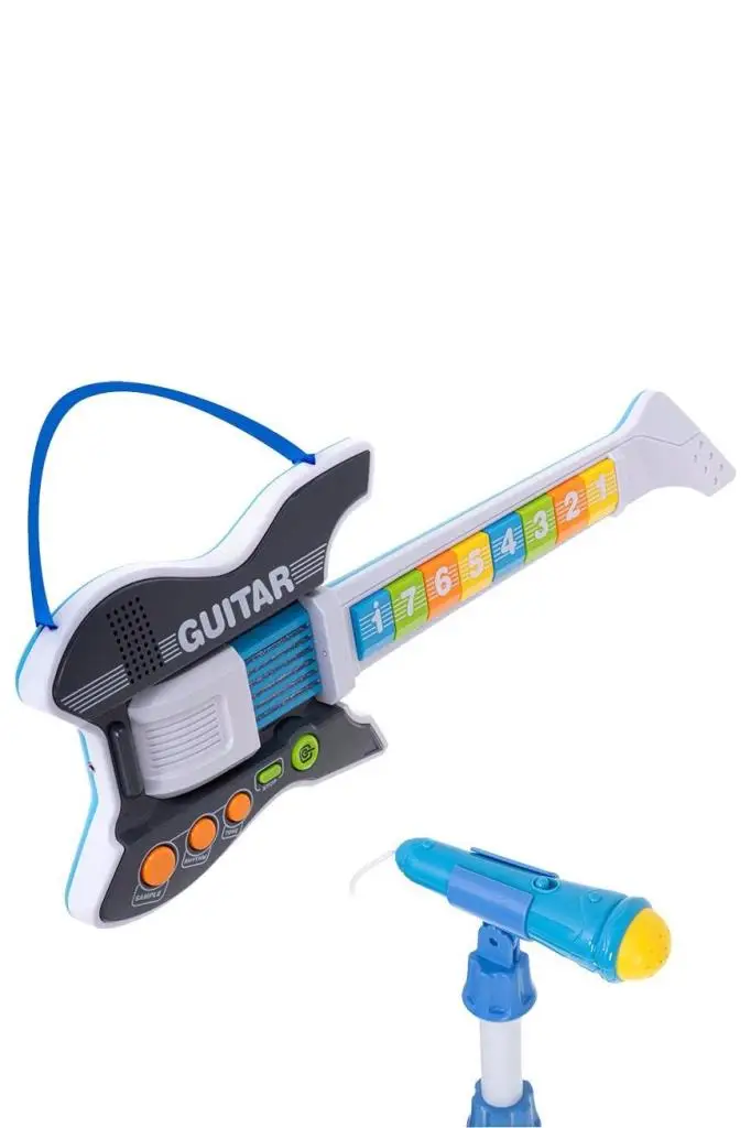 Rennes RG-035BK Mikrofonlu Tuşlu Çocuk Elektro Oyuncak Gitar (Mikrofon Standı ve Askı Dahil)