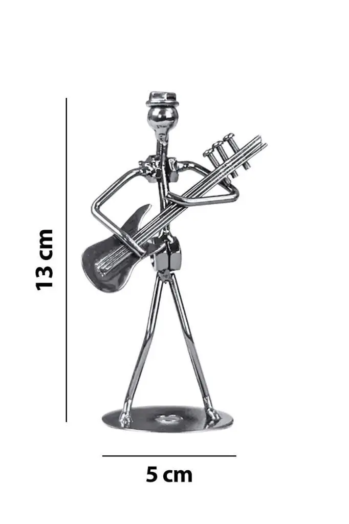 Rennes RGV-Y70 Dekoratif Biblo Oda ve Masa Süsü Çöp Adam Gitar Figürü
