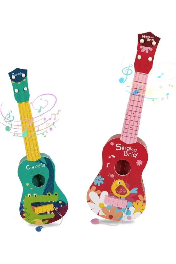 Rennes RKU-06GR Plastik Yeşil Timsah Desenli Çocuk Oyuncak Ukulele