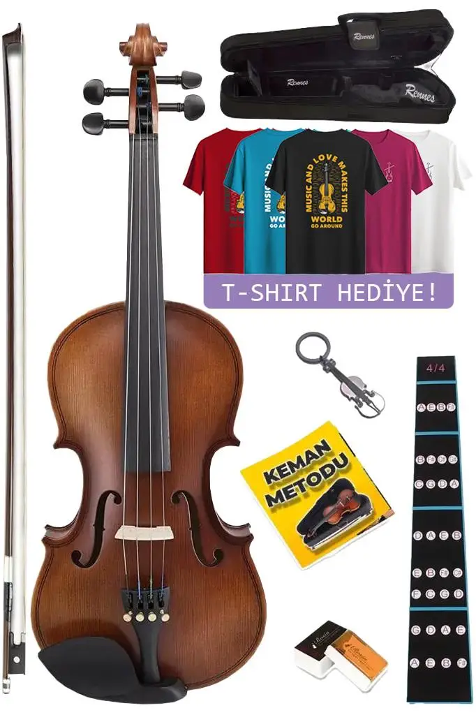 Rennes RV-404-TGIFT Profesyonel Keman 4/4 Tam Boy (T-Shirt Hediye)