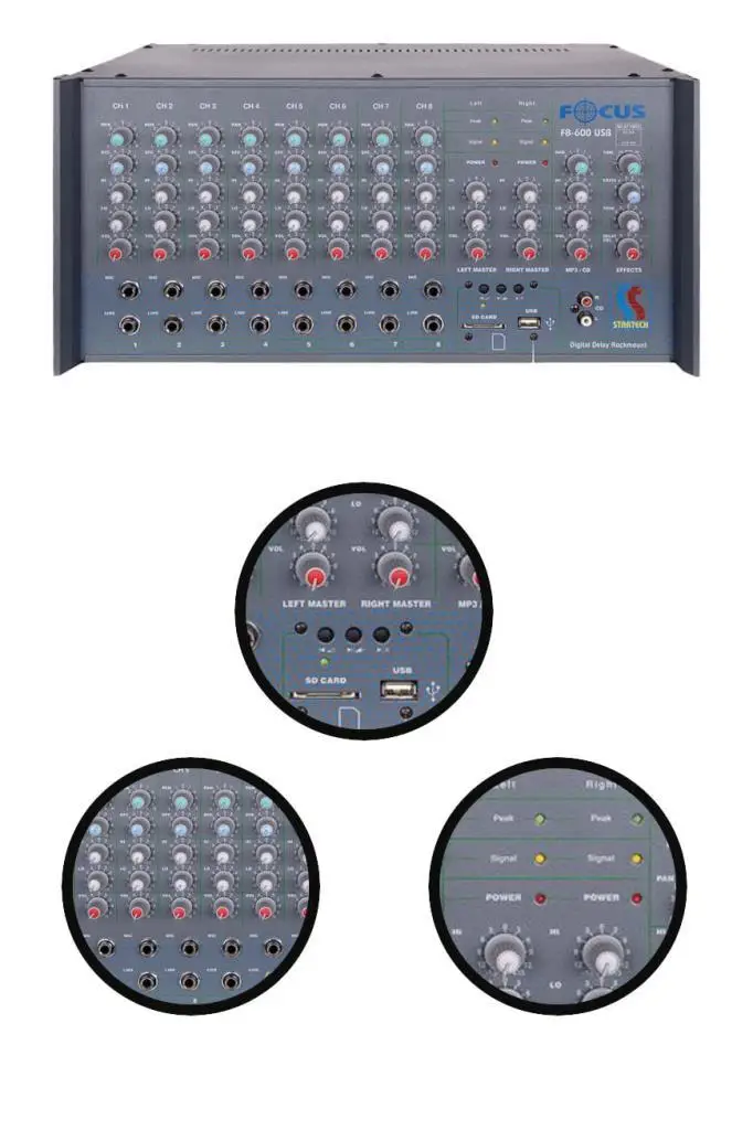 Startech Focus F8-600T USB 2x300W Hat Trafolu Stereo Anfi Power Mixer Amfi