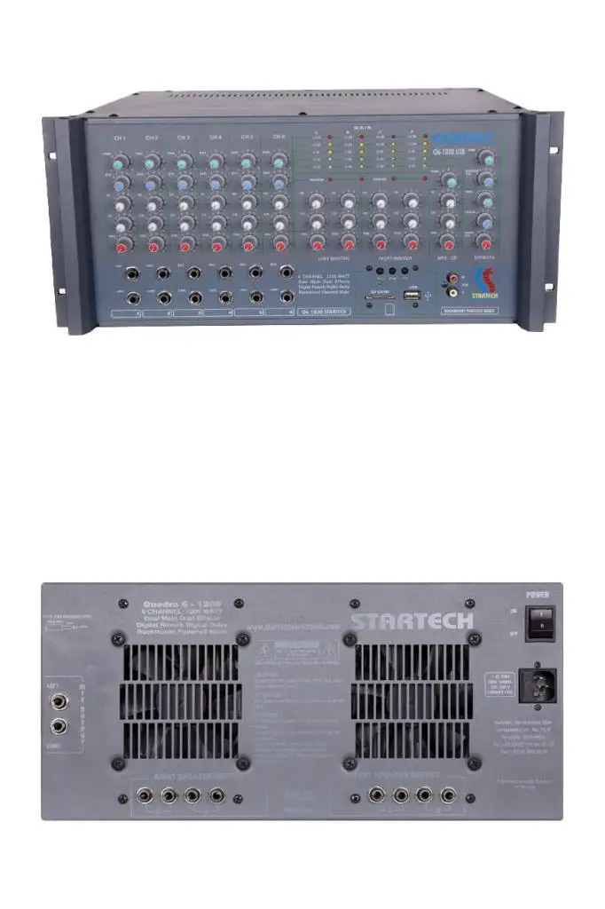 Startech Quadro Q6-1200 USB 4x300W 4 Çıkışlı Power Mixer Anfi