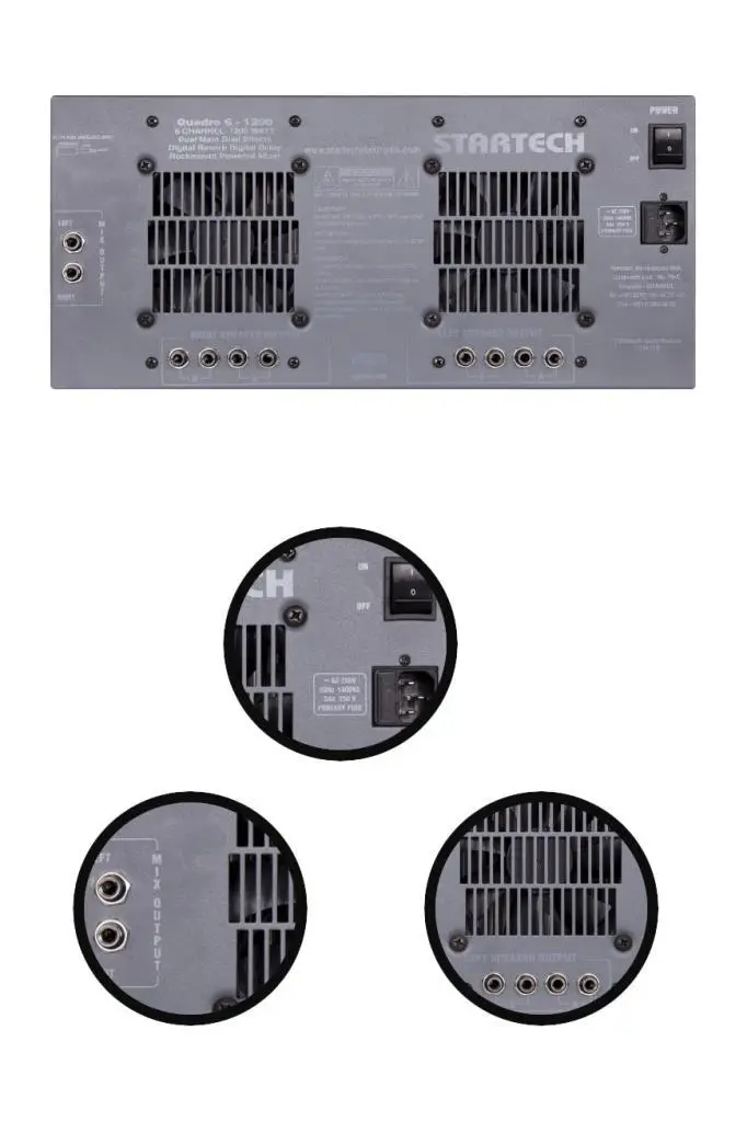 Startech Quadro Q6-1200 USB 4x300W 4 Çıkışlı Power Mixer Anfi