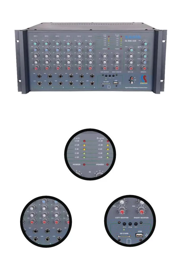 Startech Safir S6-800T USB 2x400W Hat Trafolu Stereo Küp Anfi Power Mixer