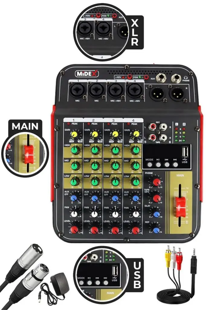 Stüdyo Ekipmanları Midi Live Paket-2 Ses Kartlı Mikser Midi Klavye MX-2020 Mikrofon Kulaklık