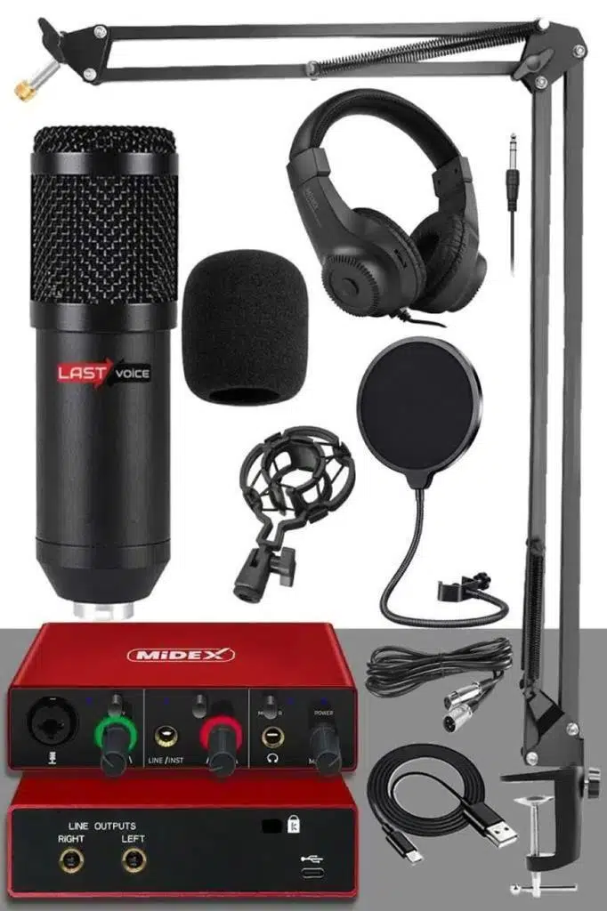 Stüdyo Ekipmanları Style Paket-2 BM800 Mikrofon Ses Kartı Kulaklık Stüdyo Kayıt Seti
