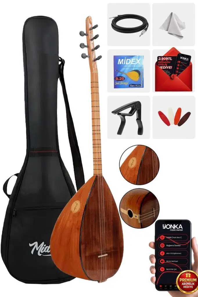 Yonka B-141K Kısa Sap Karaağaç Gövde Kaliteli Gürgen Sap Saz Bağlama Seti