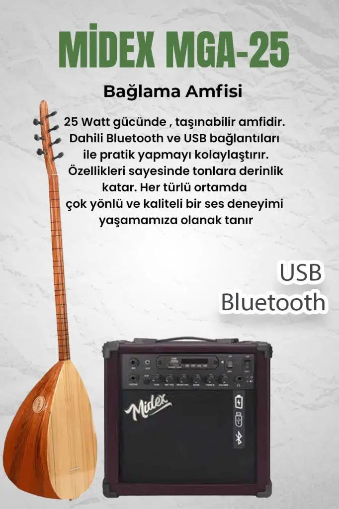 Yonka B-141U-AMP Amfili Uzun Sap Karaağaç Kaliteli Saz Bağlama Seti