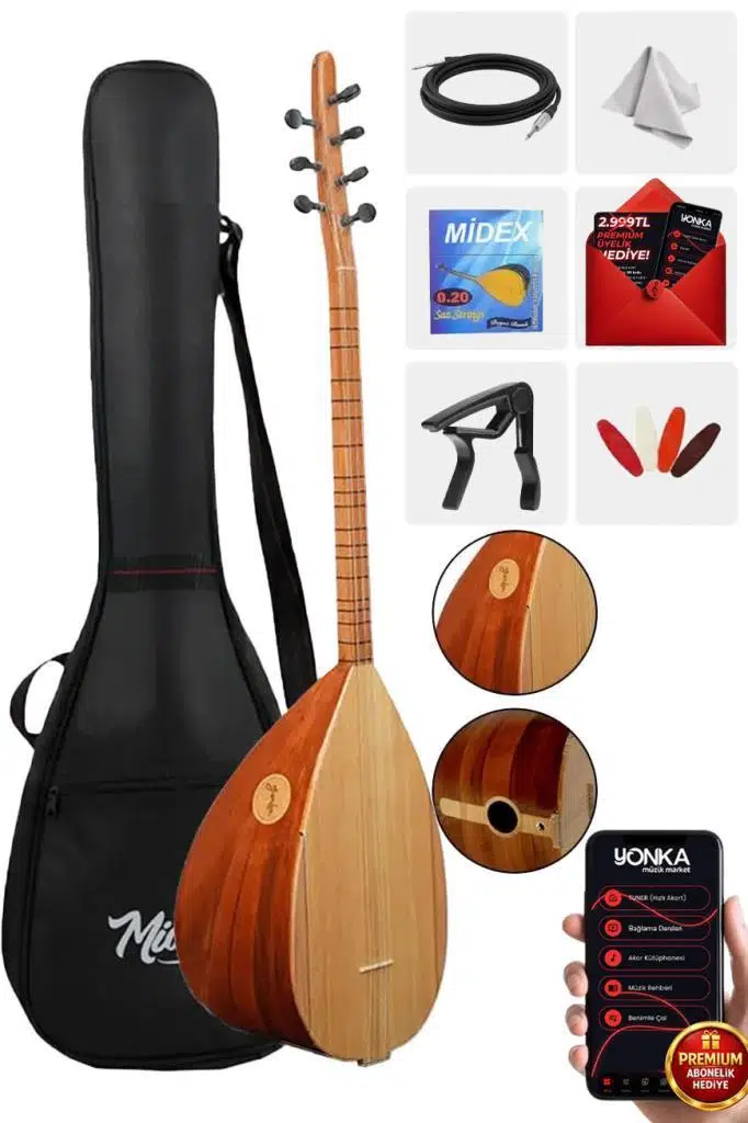 Yonka B-142K Kısa Sap Çınar Ağacı Gövde Kaliteli Gürgen Sap Saz Bağlama Seti