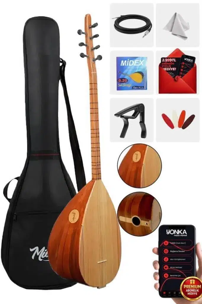 Yonka B-142K Kısa Sap Çınar Ağacı Gövde Kaliteli Gürgen Sap Saz Bağlama Seti